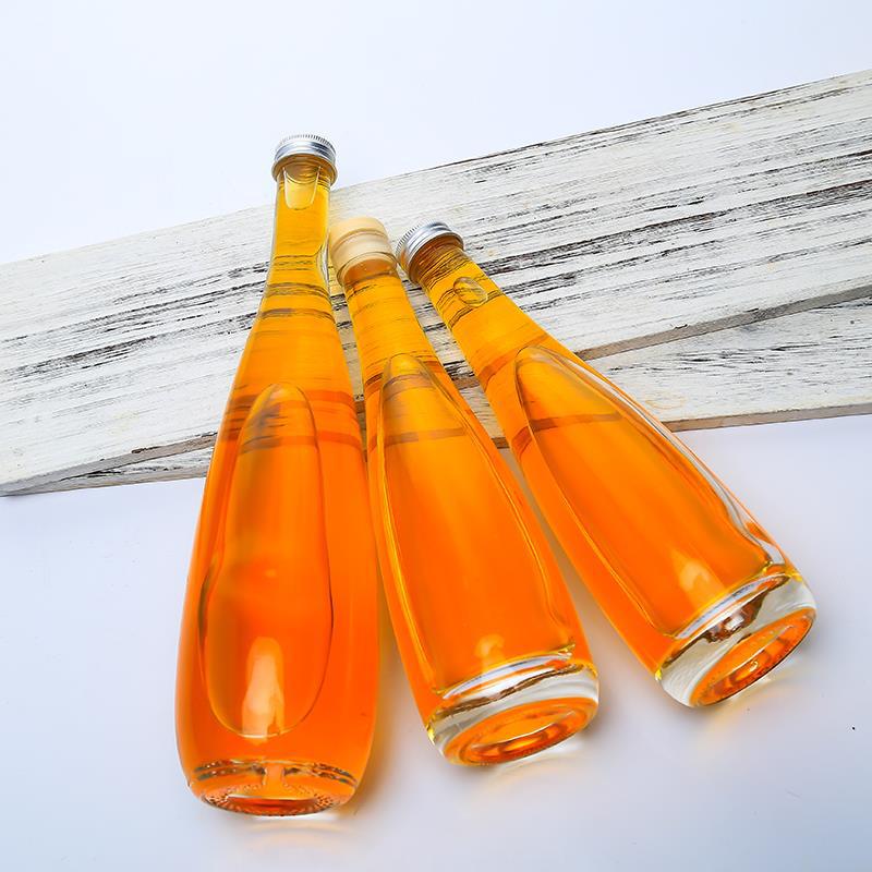 High reputation Clear Plastic Pill Bottles -
 200ml glass juice bottle for food grade packaging empty Orange juice beverage round glass bottle with caps – Linlang