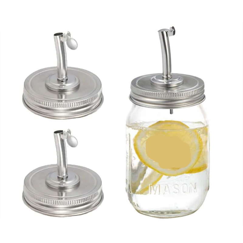 shanghai wholesale factory mason glass mug jars soy sauce stand up pouch with stainless metal pour spout lid