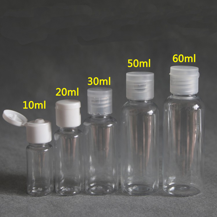 Wholesale PET 2 oz plastic bottle with flip cap white