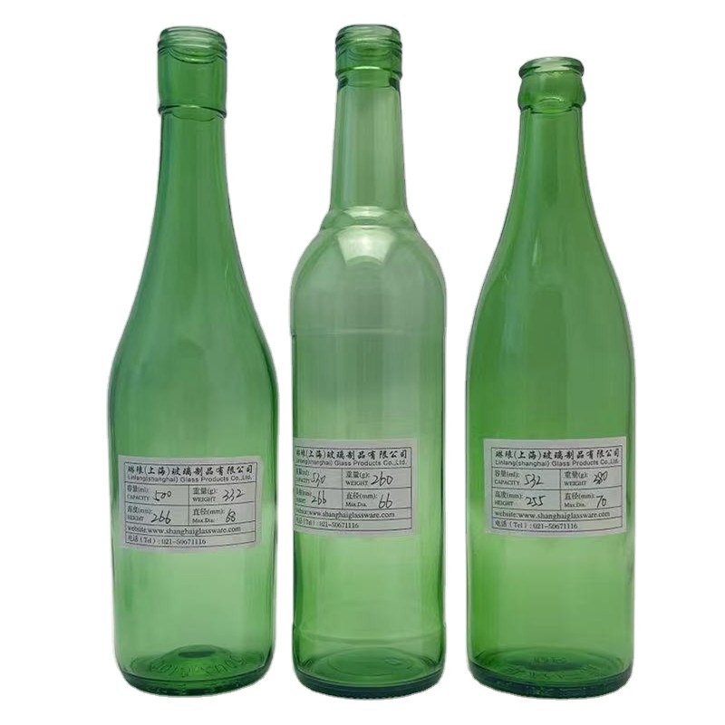 Shanghai Linlang wholesale long neck crown Pry off finish 355ml 500ml beer bottle Free open mould