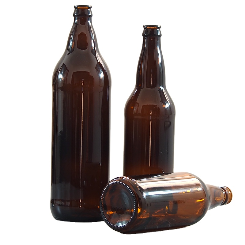 Factory Wholesale Brown Glass Bottle Amber Beer Bottle With Crown Cap 250ml 330ml 500ml 650ml