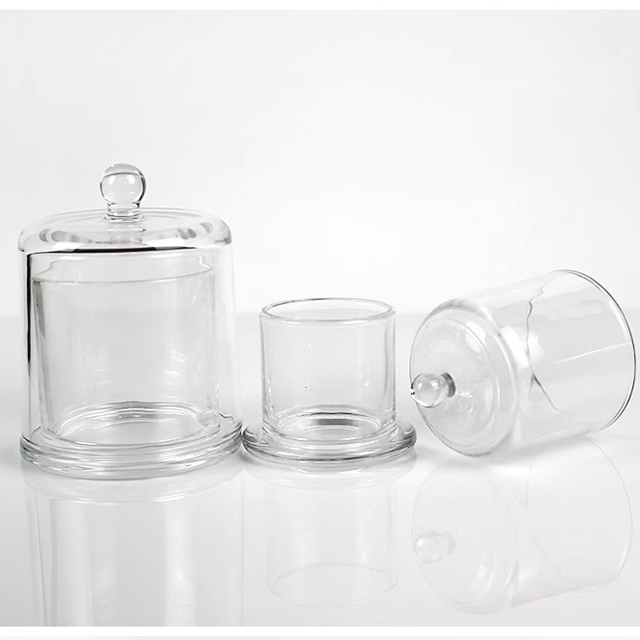 Linlang Shanghai 350ml 750ml Custom Colored Gold Glass Candle Cloche With Glass Dome Candle Cover