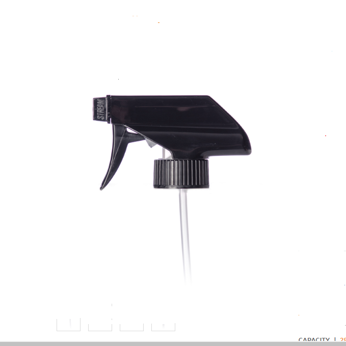 Wholesale black PP 28/400 ribbed skirt spray nozzle trigger sprayer with 9.25 inch dip tube