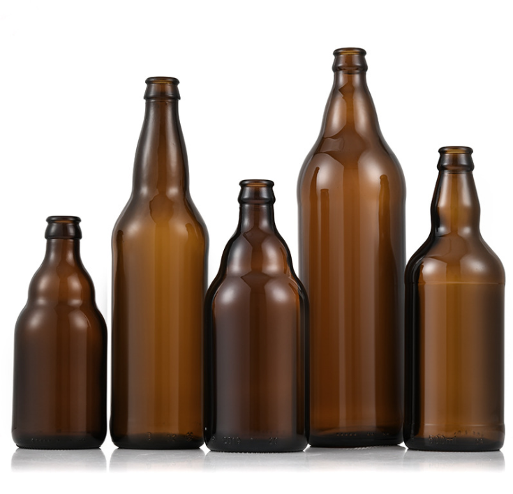 Shanghai Linlang hot sale 250ml 330ml 500ml 640ml Mexico glass beer bottles with crown cap cerveza glass beer bottles