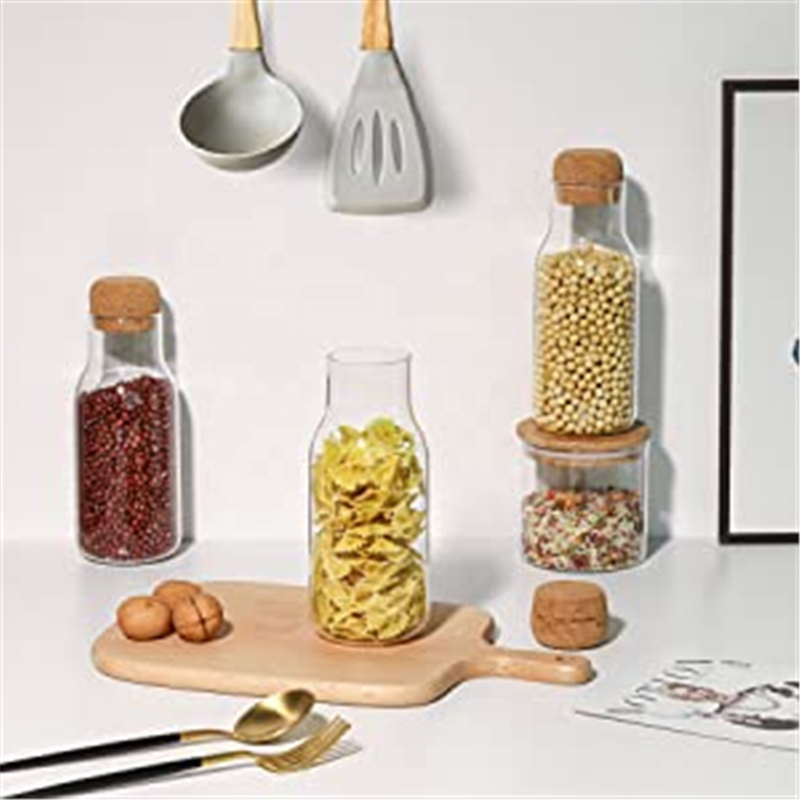 shanghai factory direct Food 6oz 11oz 22ozHigh borosilicate Storage Canister container glass jar with Airtight Cork wooden Lid