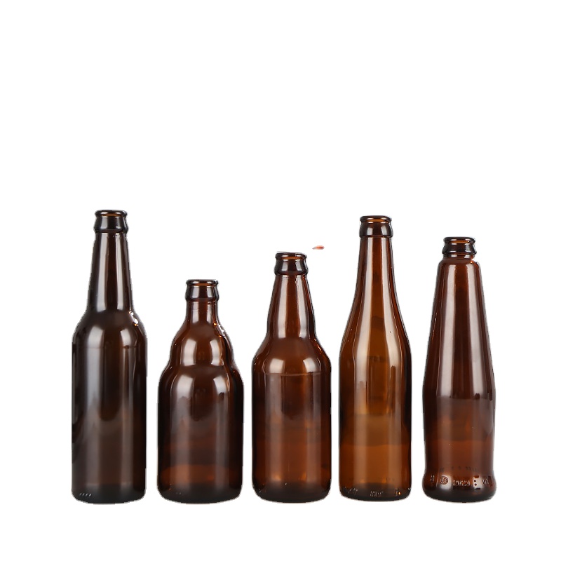Shanghai Linlang Popular Design 330ml Boston Amber Beer Glass Bottle Container Customized Logo Glass Beer Bottle with Crown Cap
