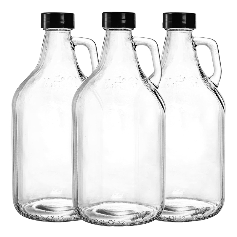 Shanghai Linlang Wholesale 1/2 Gallon 64 oz 1 gallon Glass bottles for alcoholic beverage with handle