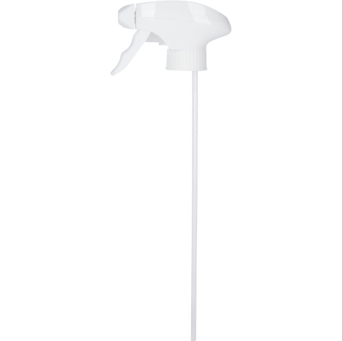 Wholesale 28-400 White P/P Plastic Ribbed Skirt  Trigger Sprayer with 9.125" Dip Tube