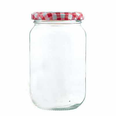 shanghai 1L 370ml glass jar with red gingham tinplate canning lids for honey jam jelly sauce iso9001