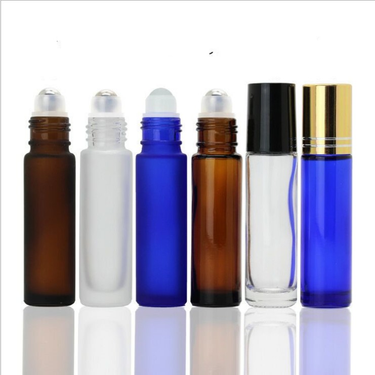 Popular Design for Glass Candle Jars With Lid -
 10 ml (1/3 oz) Amber Glass Roller Bottles Refillable Empty Transparent and Blue Frosted Glass Roll on Bottle – Linlang