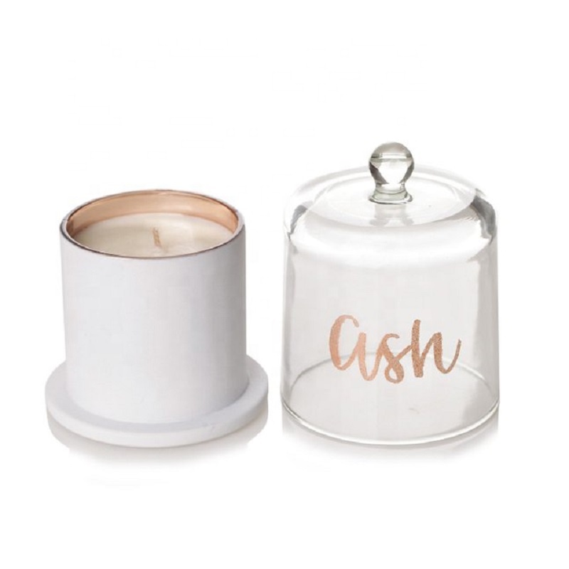 Linlang Shanghai Unique Candle Jars White Black Candle Glass Jar Dome Lid Cloche Candle Jars
