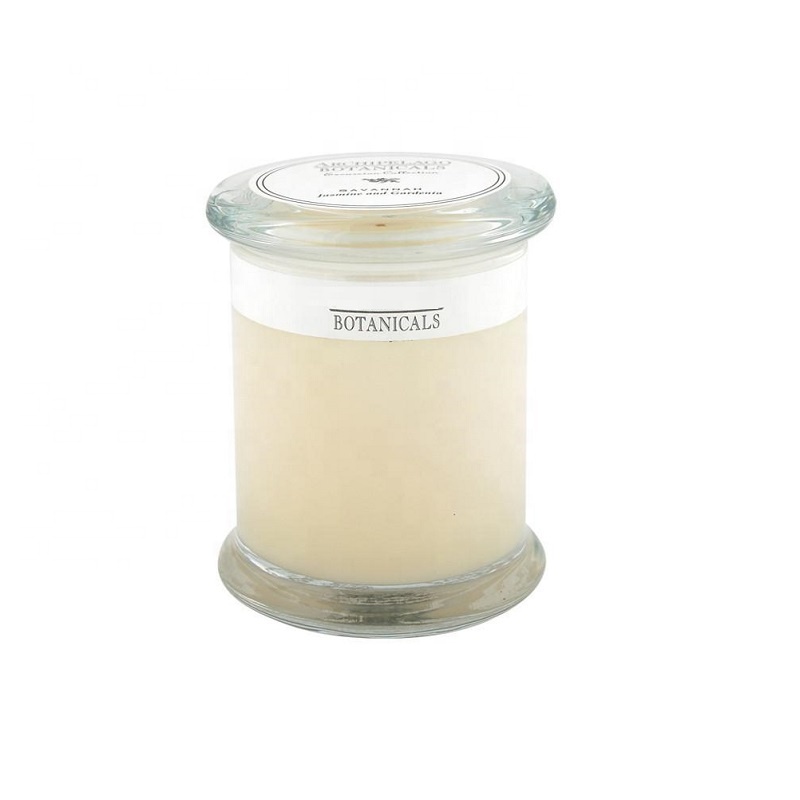 Linlang Shanghai High Quality Thick Wall Crystal 12oz Glass Candle Jar With Flat Glass Lid