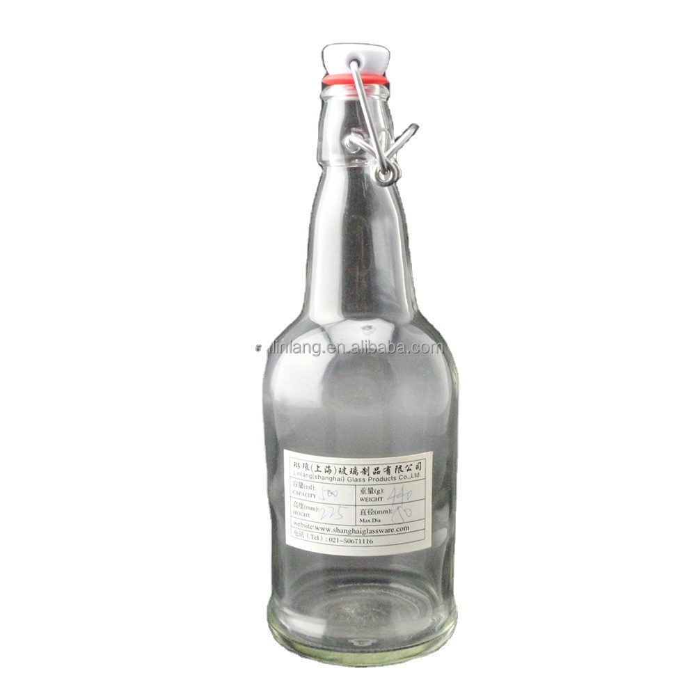 Shanghai Linlang wholesale 16 oz flip top easy cap bottle swing top glass bottle