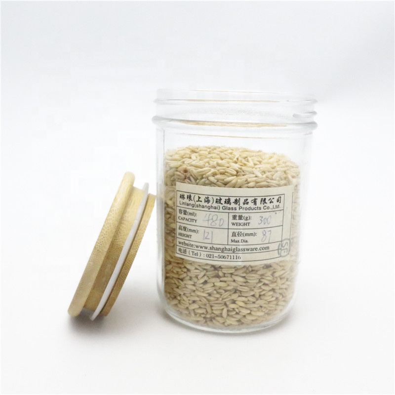 lilnlang shanghai hot sale products food grade mason jar with handle with bamboo lid