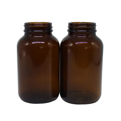 Medicine bottle airtight 400ml amber frosted empty glass capsule containers pill bottle