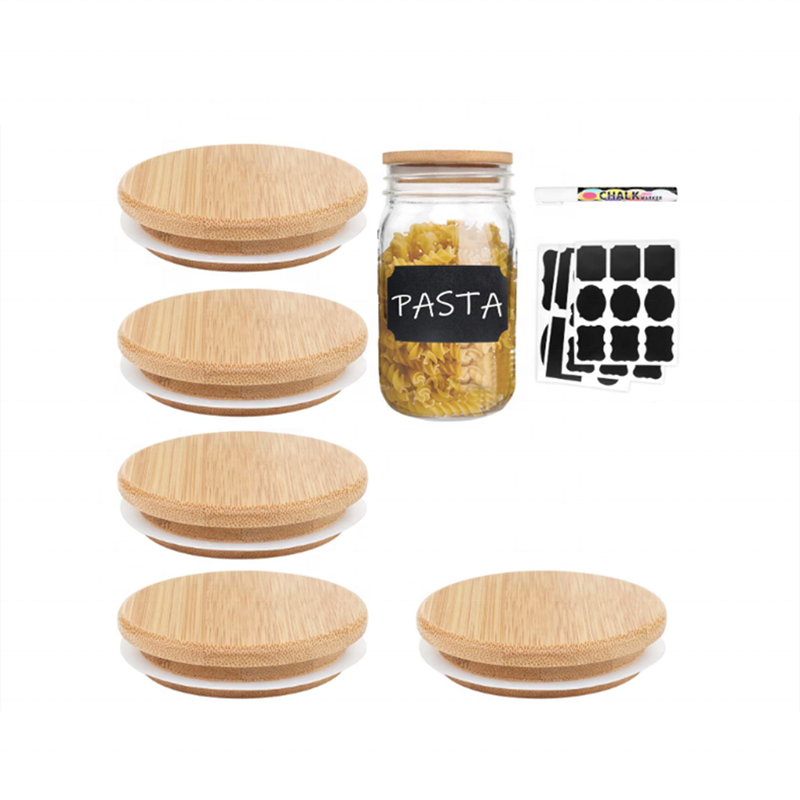 lilnlang shanghai hot sale products food grade custom 500ml wide glass mason jar with bamboo lid