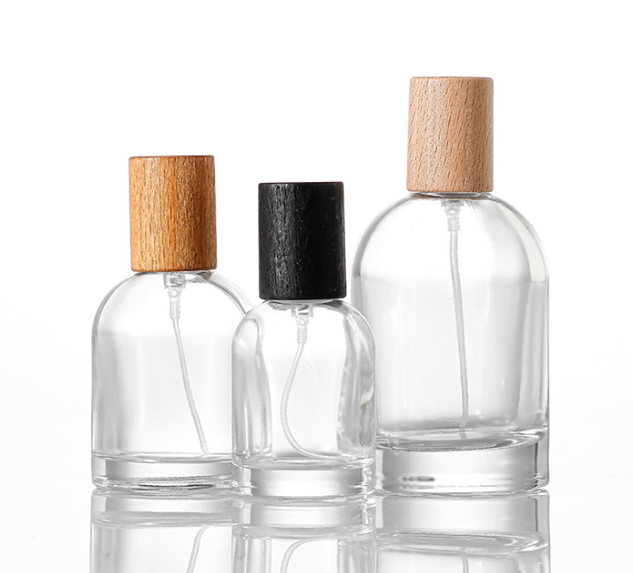 Refillable Round Empty Perfume Bottle 30ml 50ml 100ml Clear Screw Cap Glass Perfume Bottles Spray