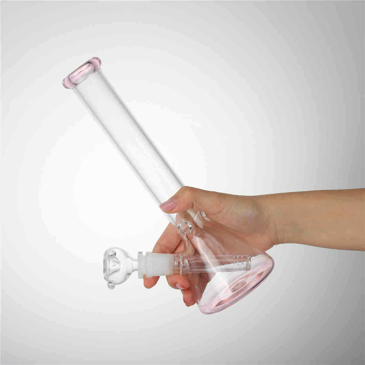 Custom handmade glass pipe pink tobacco rose hookah container bowl