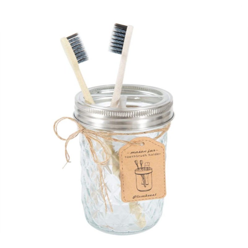 linlang shanghai customized hot selling mason jar with toothbrush holder lid